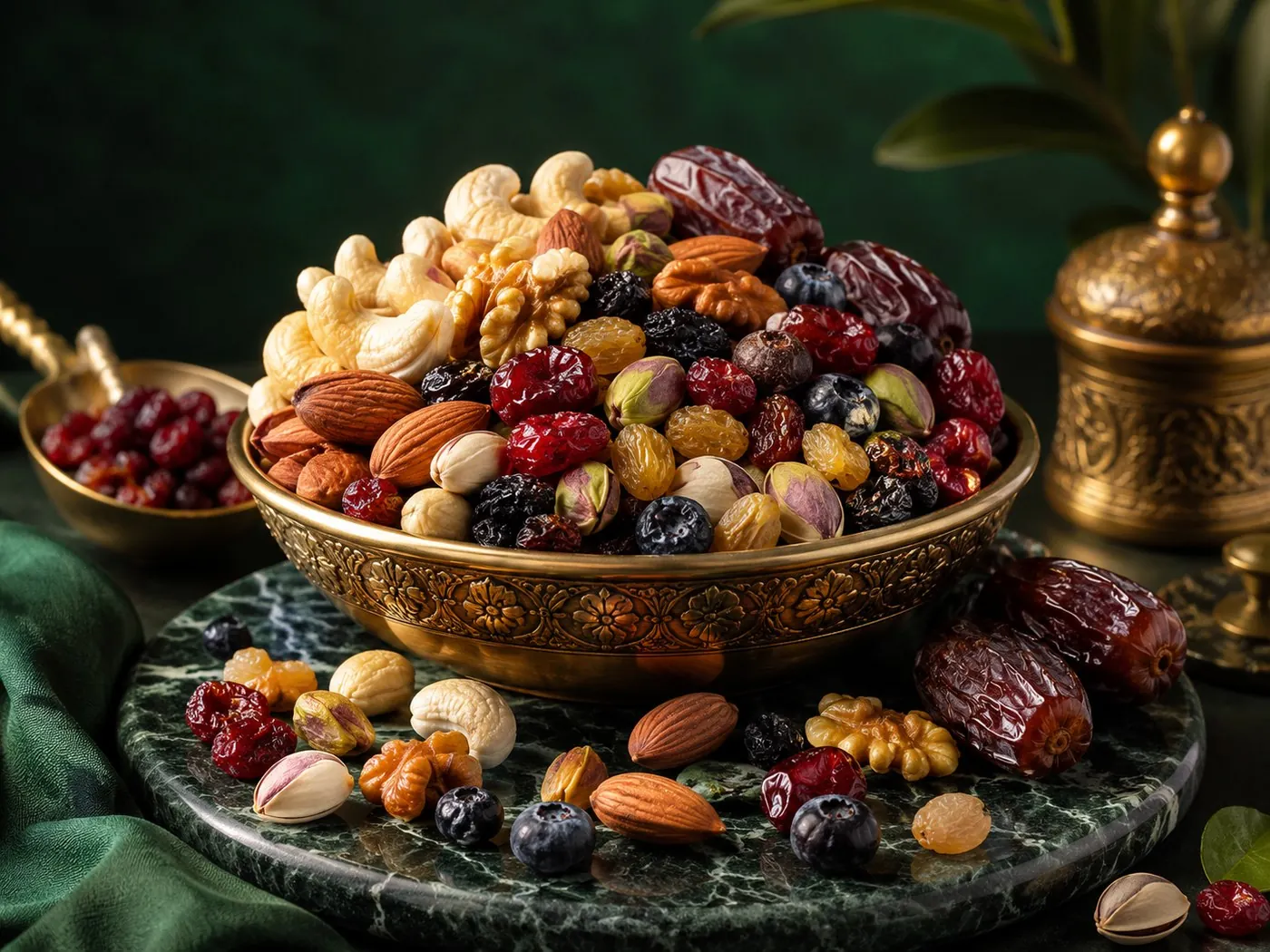 Dry fruits used as a paan finishing ingredient at Manakamana Paan Bhandar