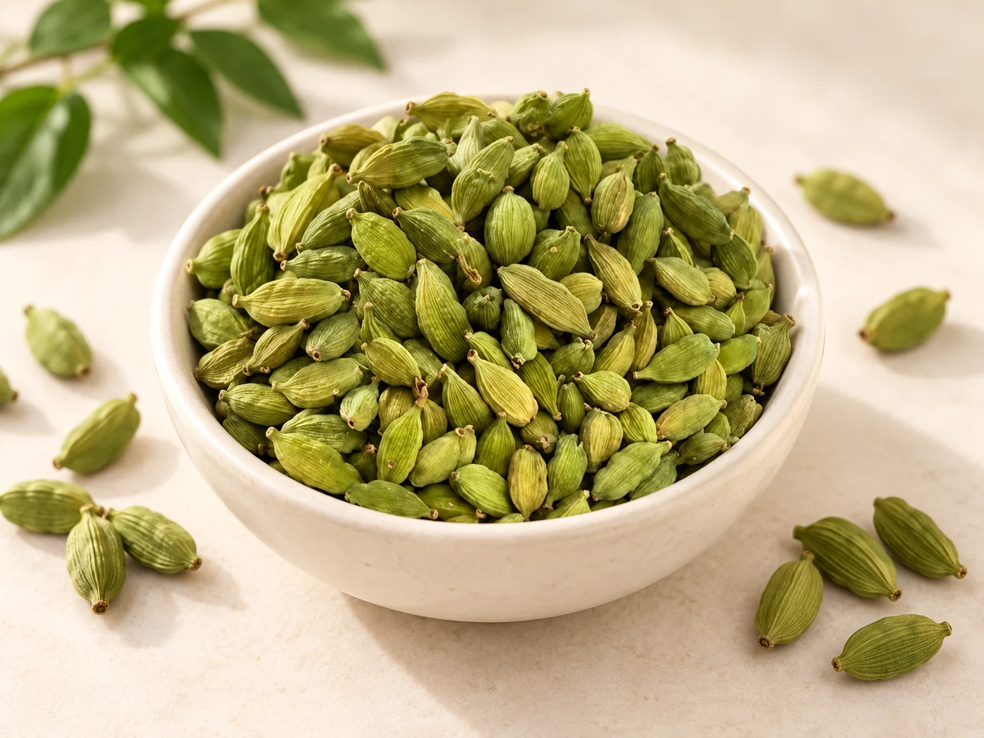Green cardamom pods used for aromatic paan preparation at Manakamana Paan Bhandar in Koteshwor
