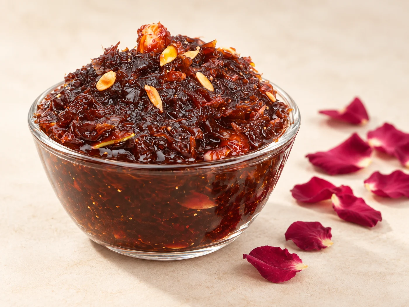 Rose gulkand preserve used in sweet paan preparation at Manakamana Paan Bhandar in Koteshwor