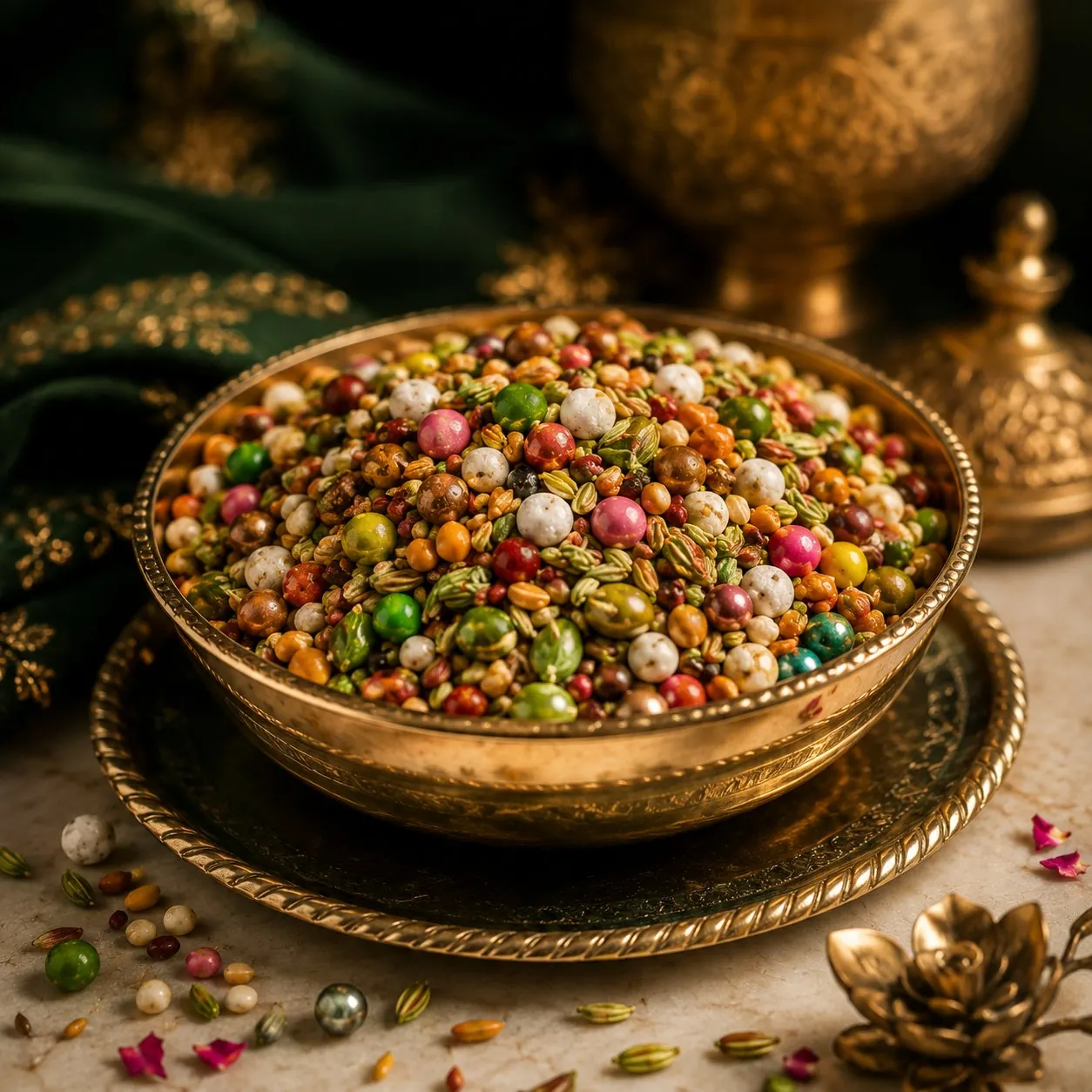Colorful mukhwas ingredient for fresh paan at Manakamana Paan Bhandar