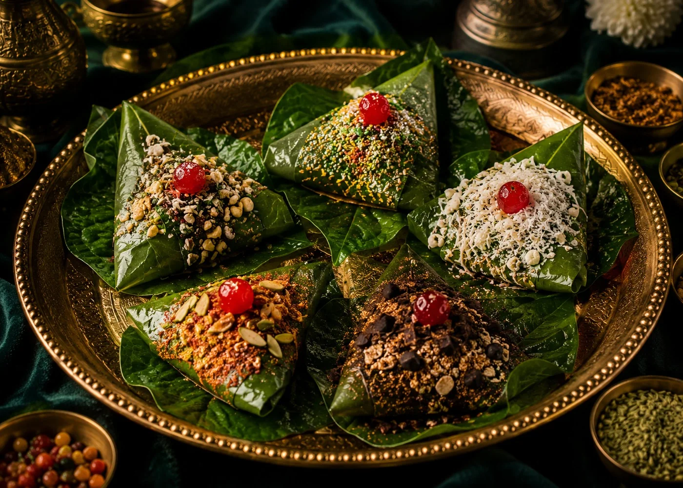Different paan styles arranged for custom selection