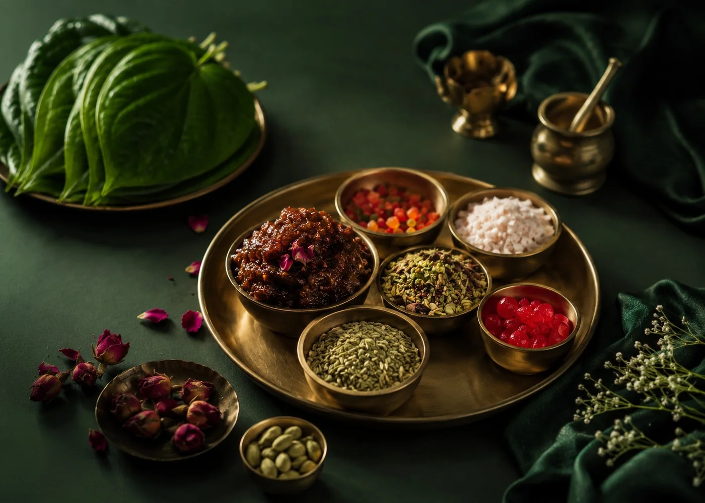 Sweet aromatic filling ingredients for meetha paan