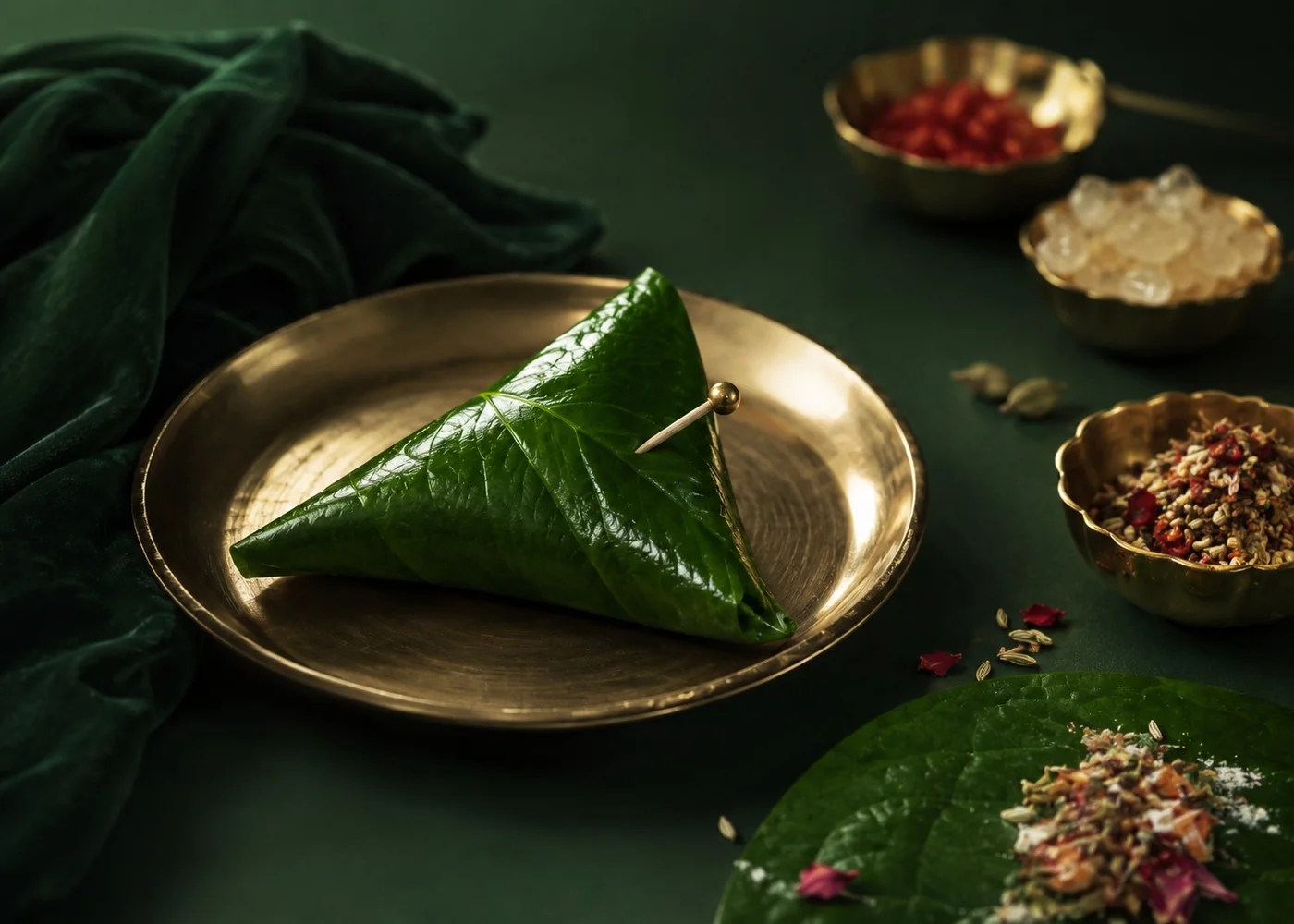 Finished fresh paan after the leaf to flavor process
