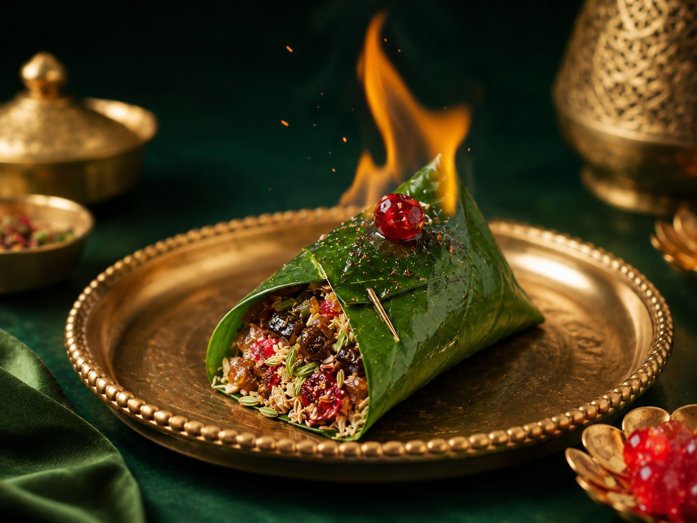 Fire paan prepared on request at Manakamana Paan Bhandar in Kathmandu