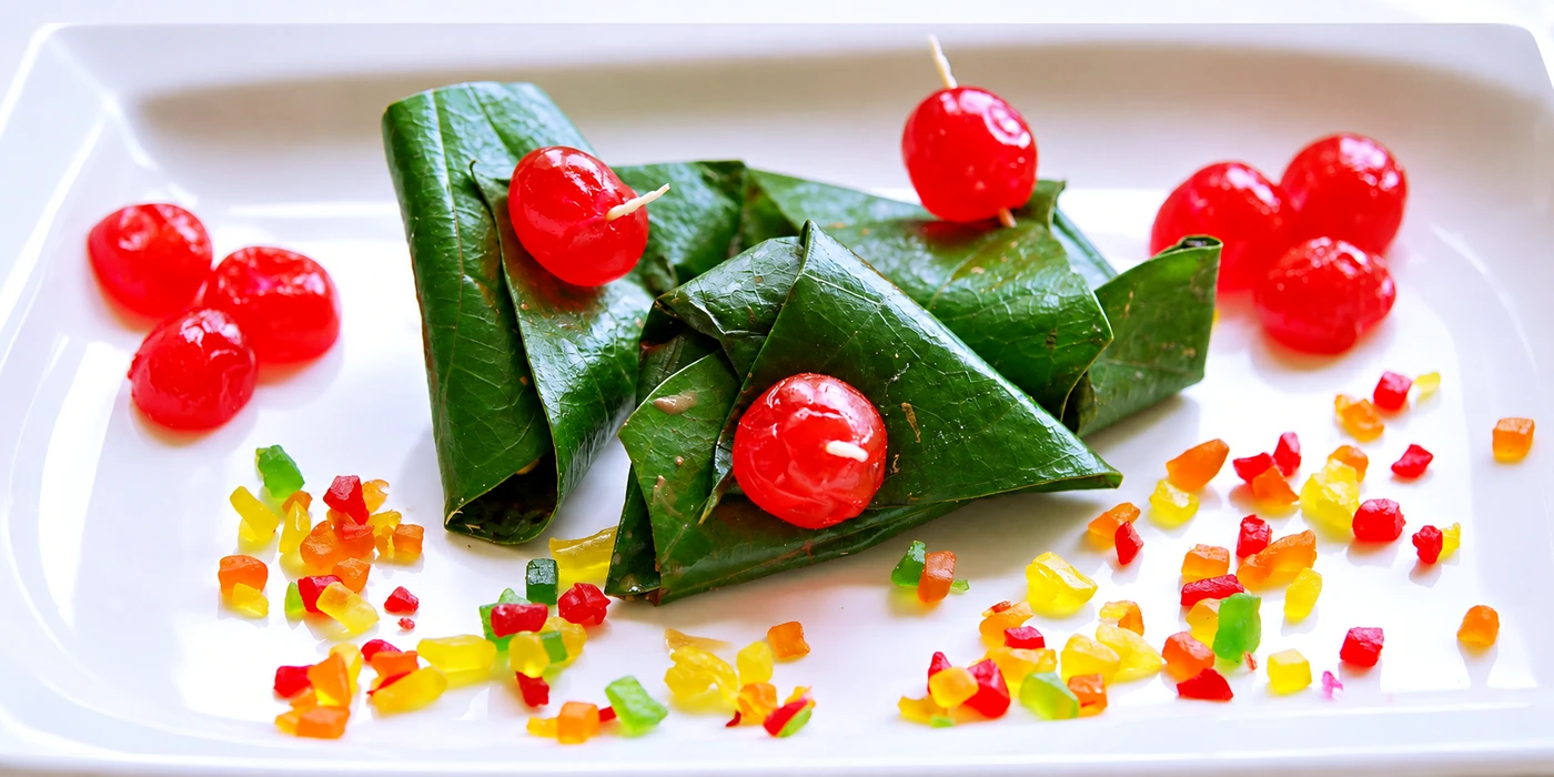 Meetha paan prepared fresh at Manakamana Paan Bhandar in Koteshwor