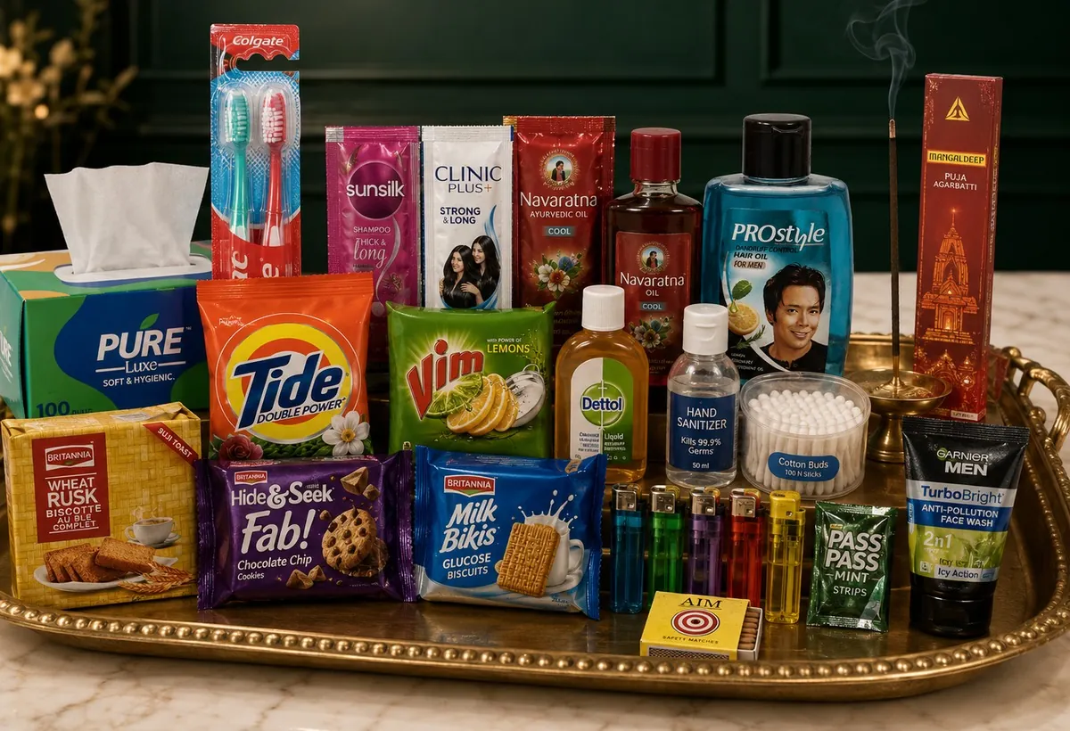 Daily essentials and convenience items available at Manakamana Paan Bhandar